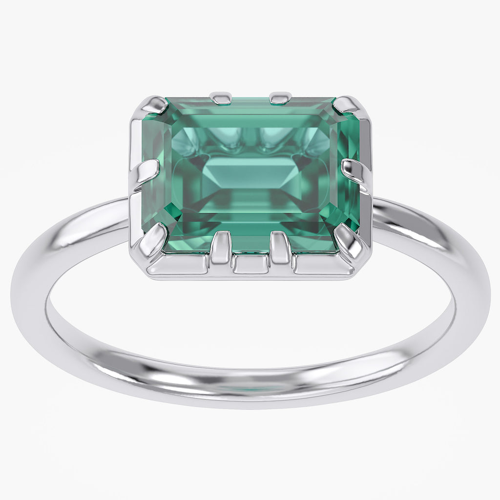 1.80 CTW Emerald Cut Lab Grown Gemstone Solitaire Engagement Ring