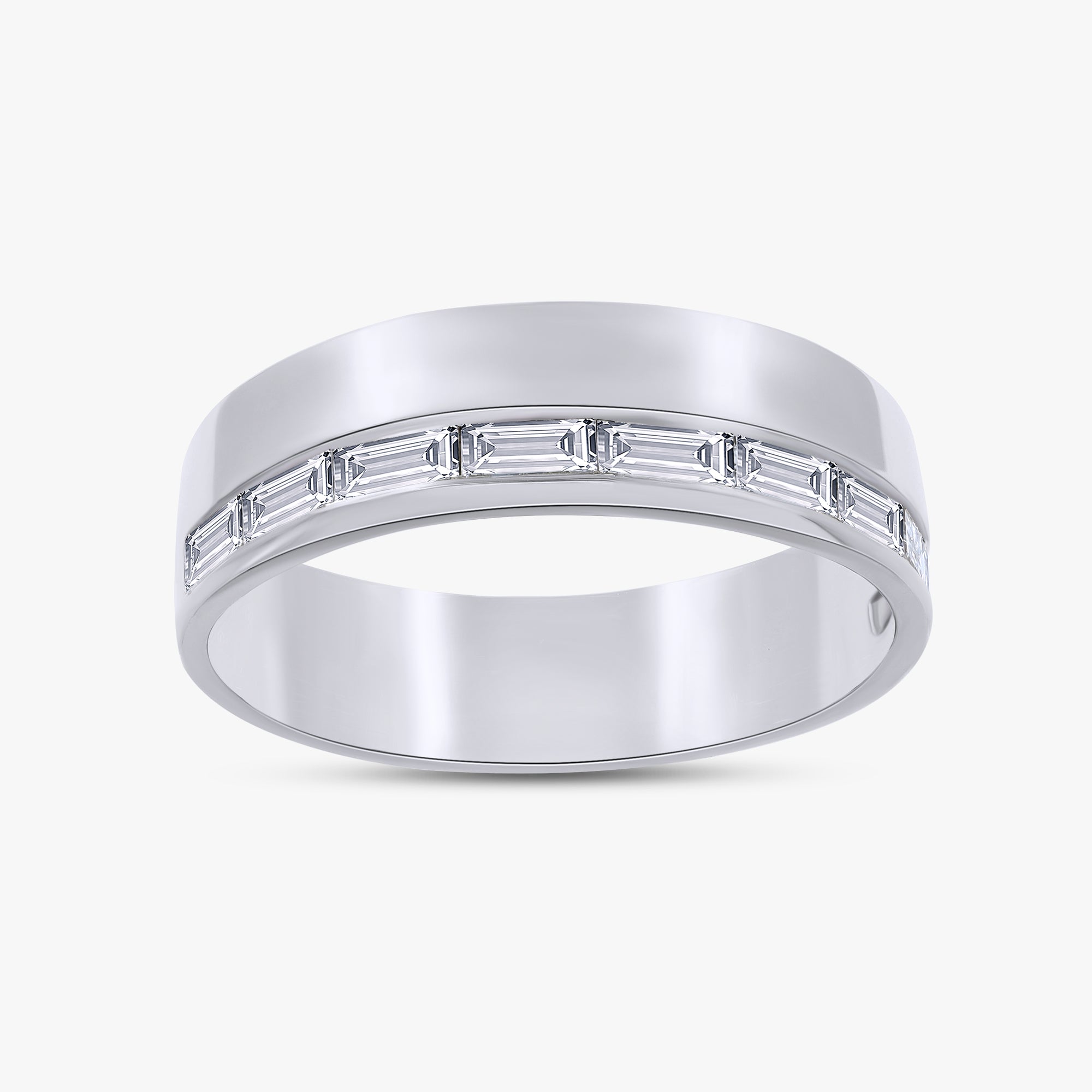 0.65 Carat Baguette Cut Lab Grown Diamond Half Eternity Band Ring