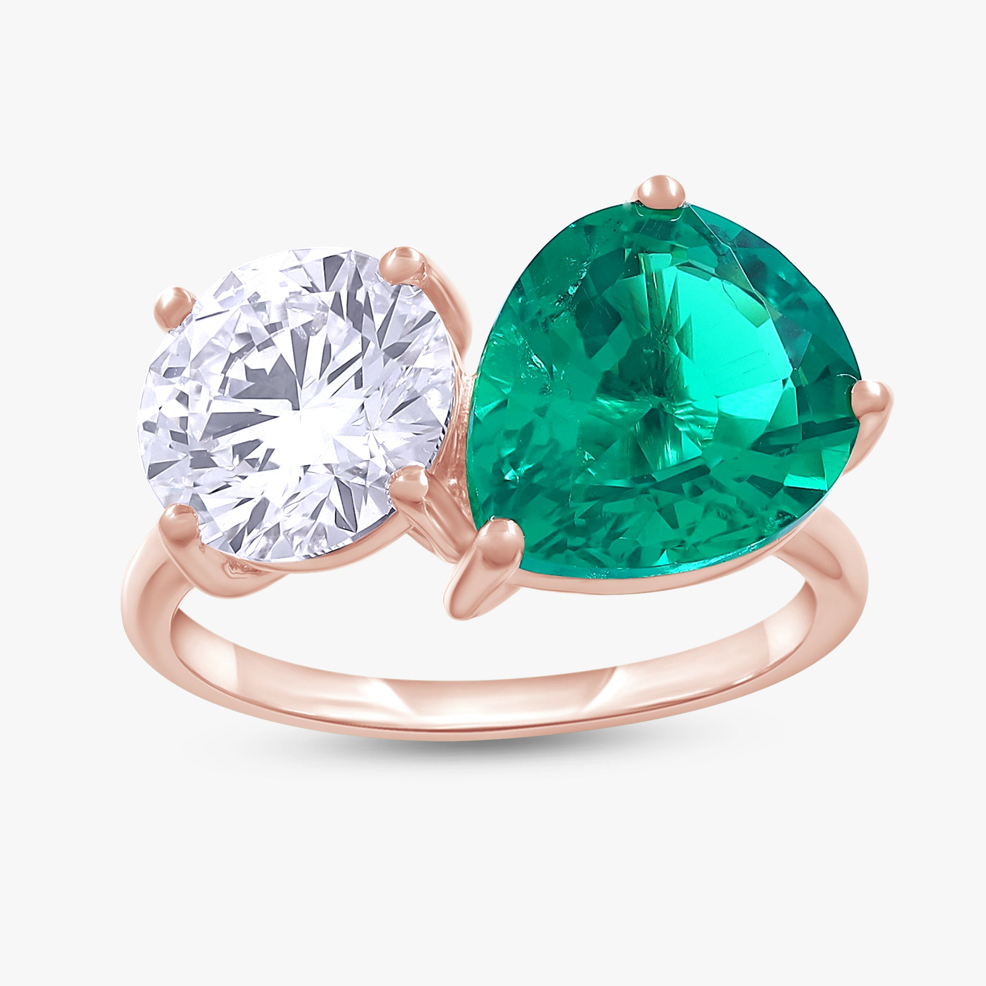 5.00 Carat Lab Grown Gemstone and Lab Diamond 2-Stone Engagement Ring