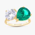 5.00 Carat Lab Grown Gemstone and Lab Diamond 2-Stone Engagement Ring