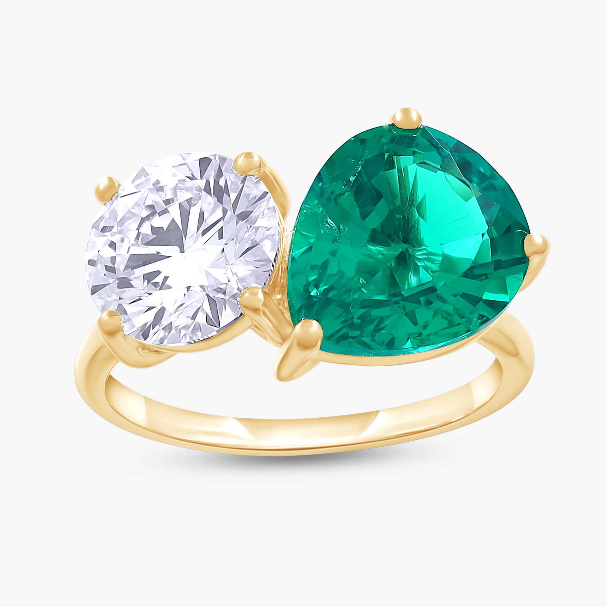 5.00 Carat Lab Grown Gemstone and Lab Diamond 2-Stone Engagement Ring