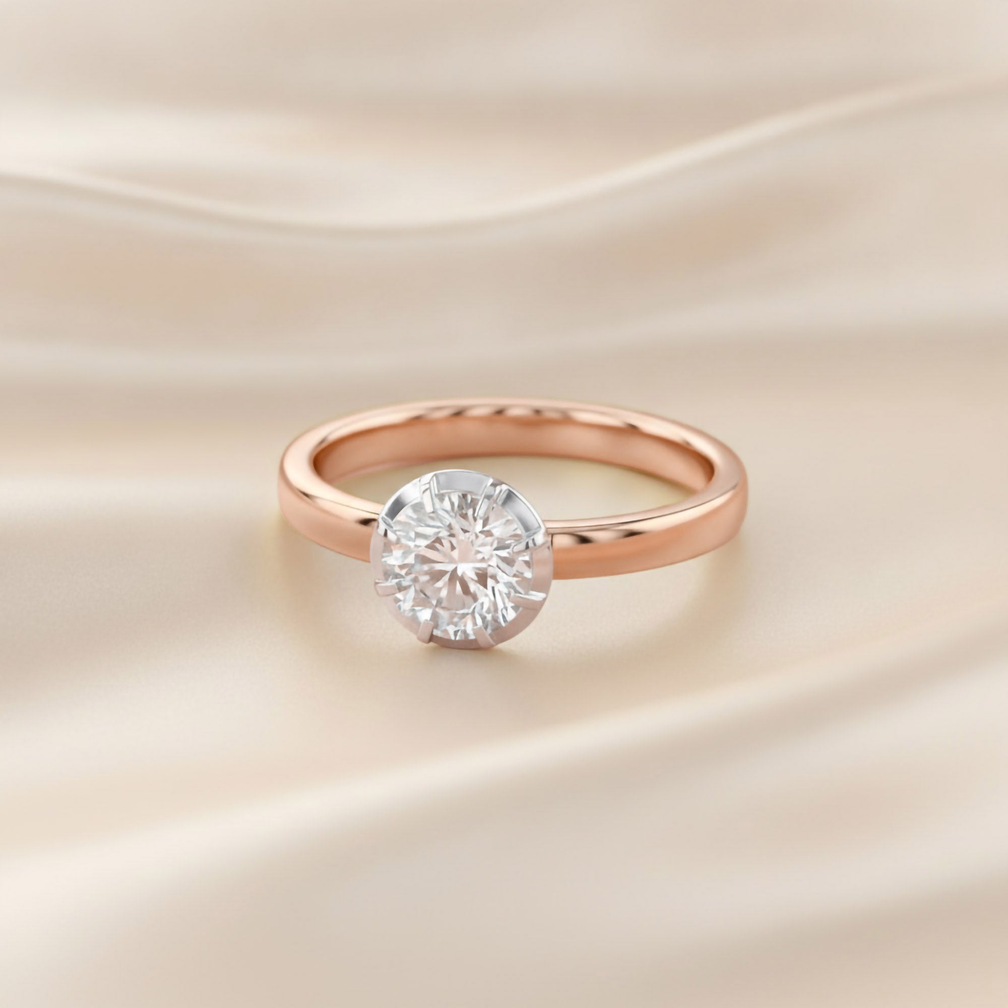 1.00 Carat Round Cut Lab Grown Diamond Solitaire Engagement Ring