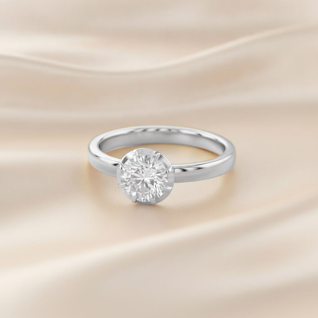1.00 Carat Round Cut Lab Grown Diamond Solitaire Engagement Ring