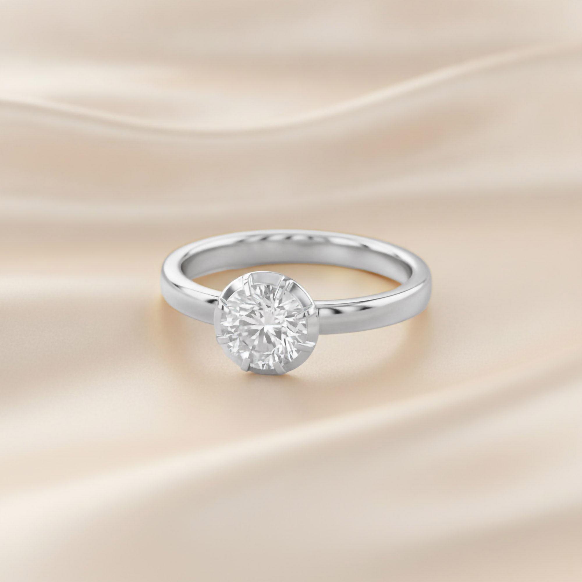 1.00 Carat Round Cut Lab Grown Diamond Solitaire Engagement Ring