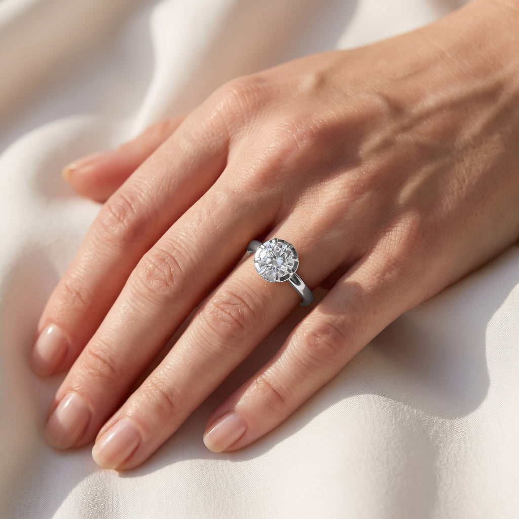 1.00 Carat Round Cut Lab Grown Diamond Solitaire Engagement Ring