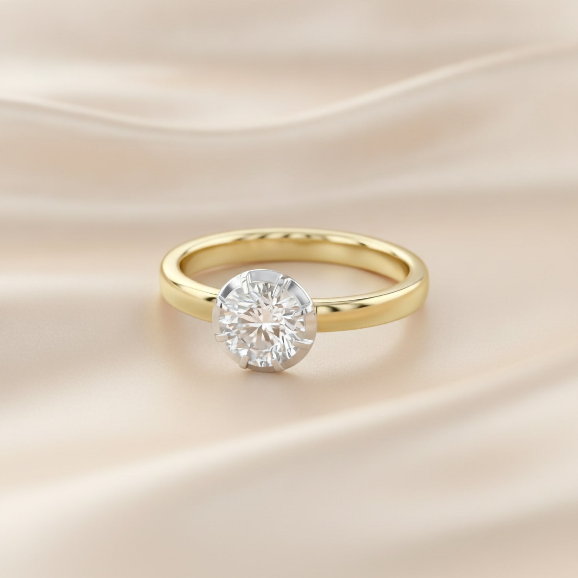 1.00 Carat Round Cut Lab Grown Diamond Solitaire Engagement Ring