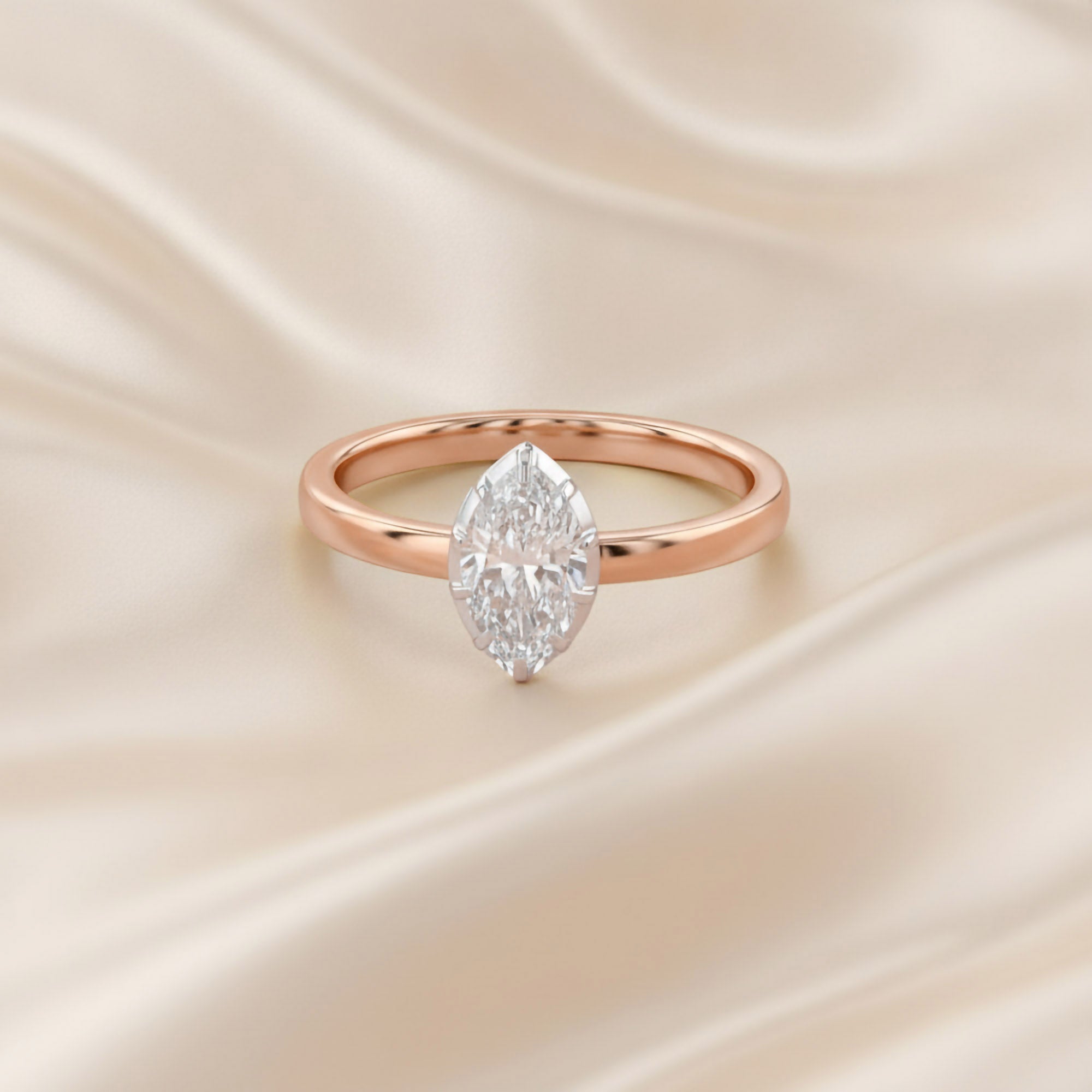 1.00 Carat Marquise Cut Lab Grown Diamond Solitaire Engagement Ring