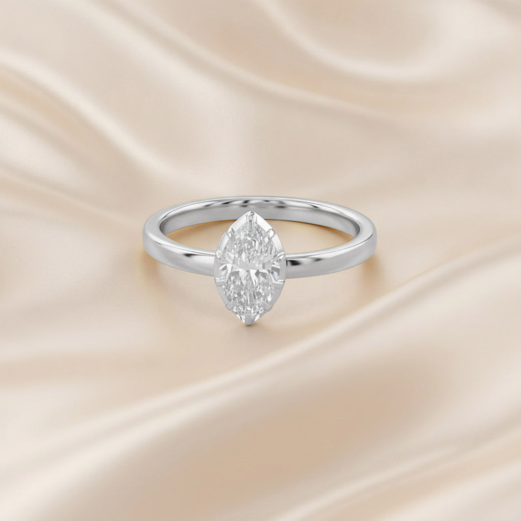 1.00 Carat Marquise Cut Lab Grown Diamond Solitaire Engagement Ring