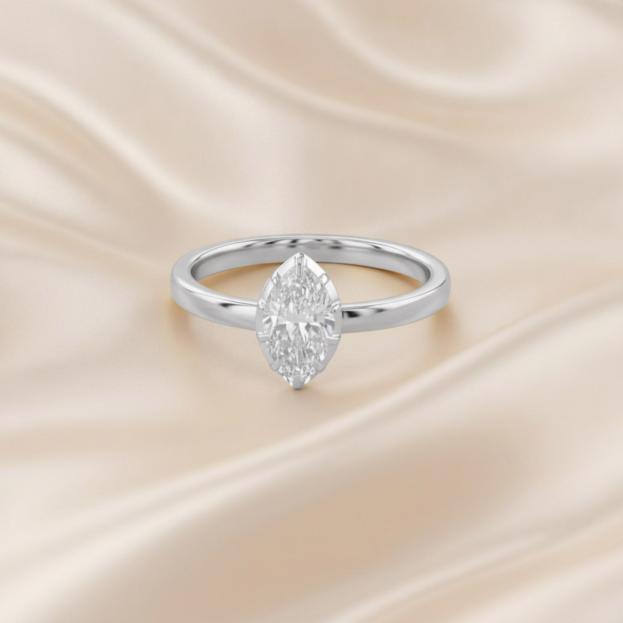1.00 Carat Marquise Cut Lab Grown Diamond Solitaire Engagement Ring