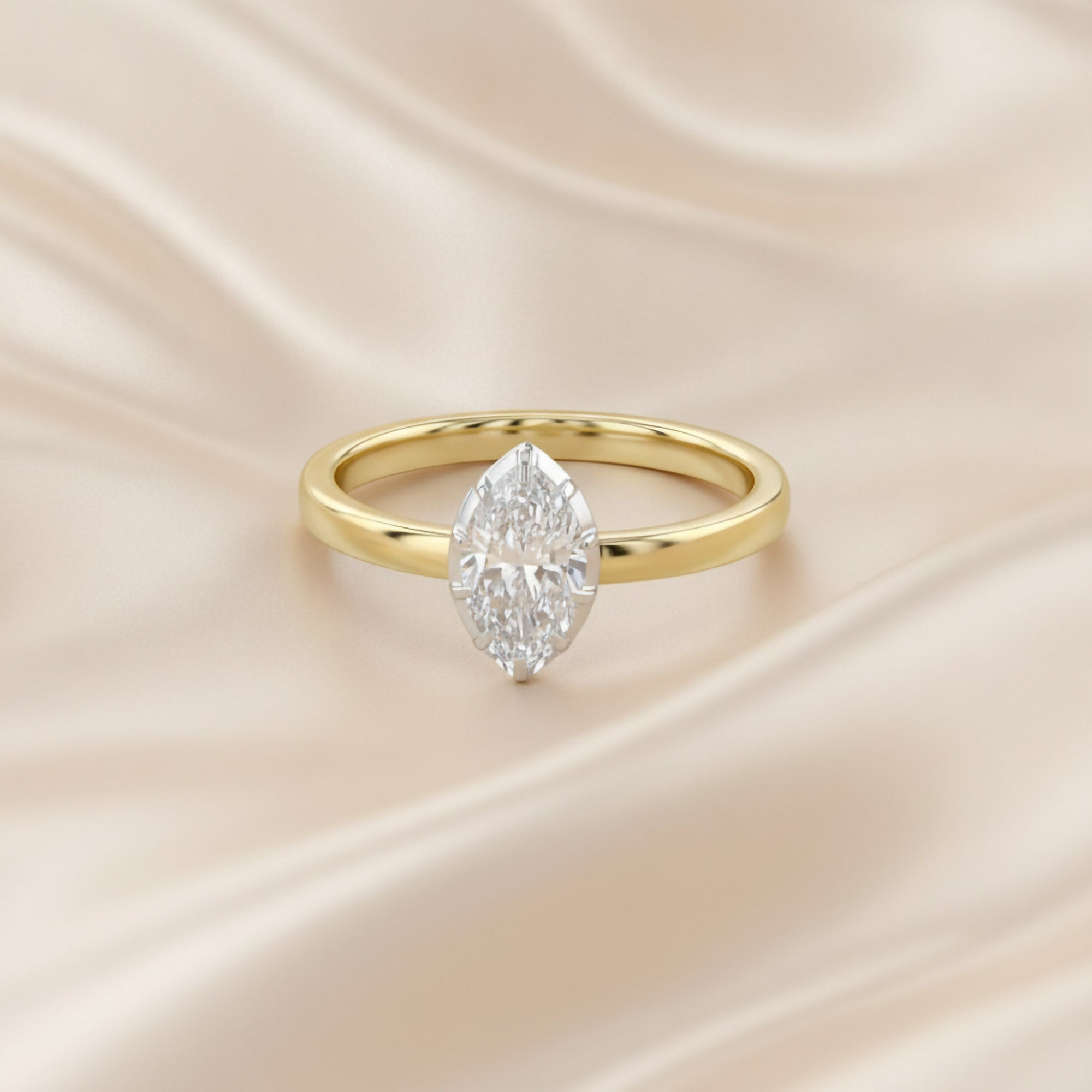 1.00 Carat Marquise Cut Lab Grown Diamond Solitaire Engagement Ring