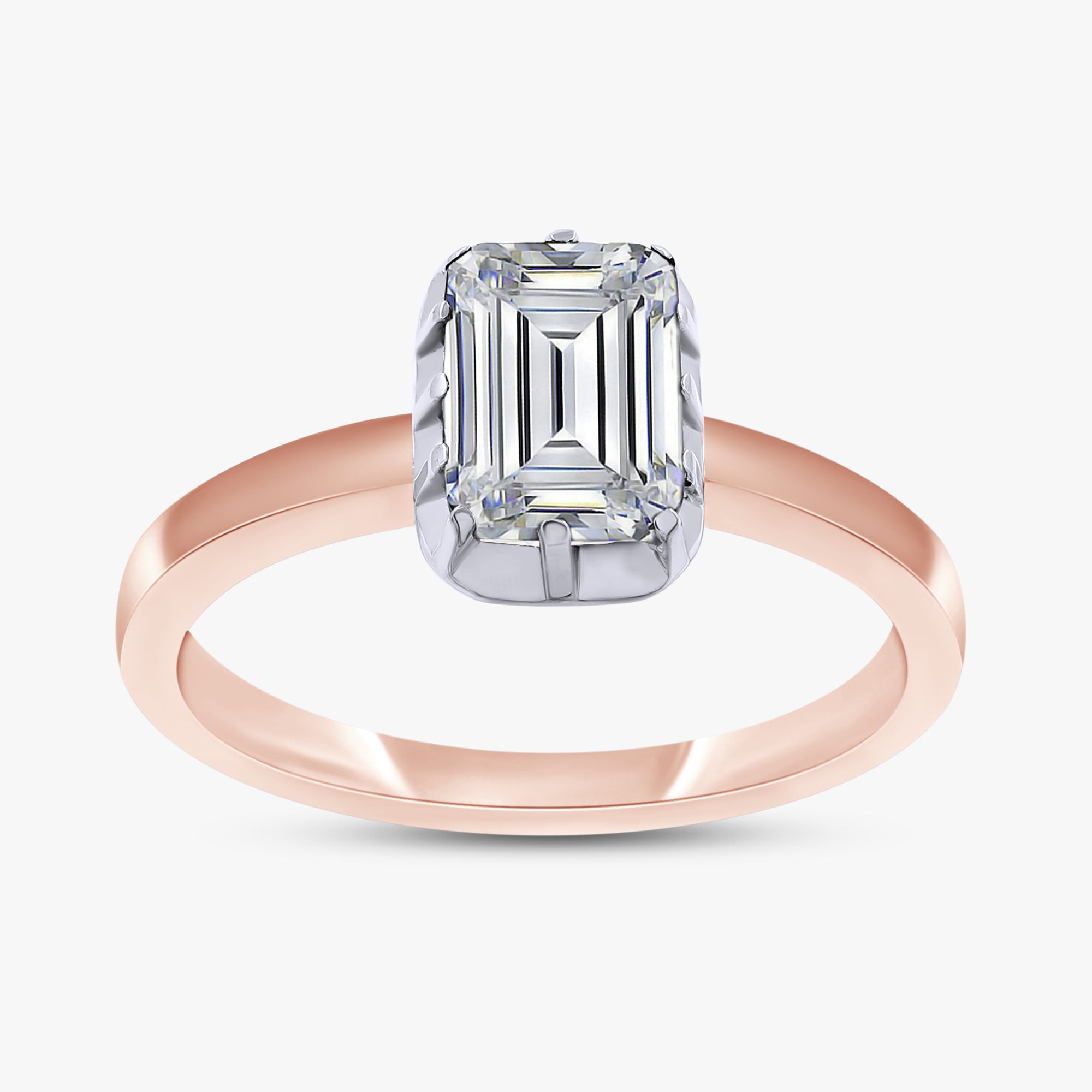 1.00 Carat Emerald Cut Lab Grown Diamond Solitaire Ring