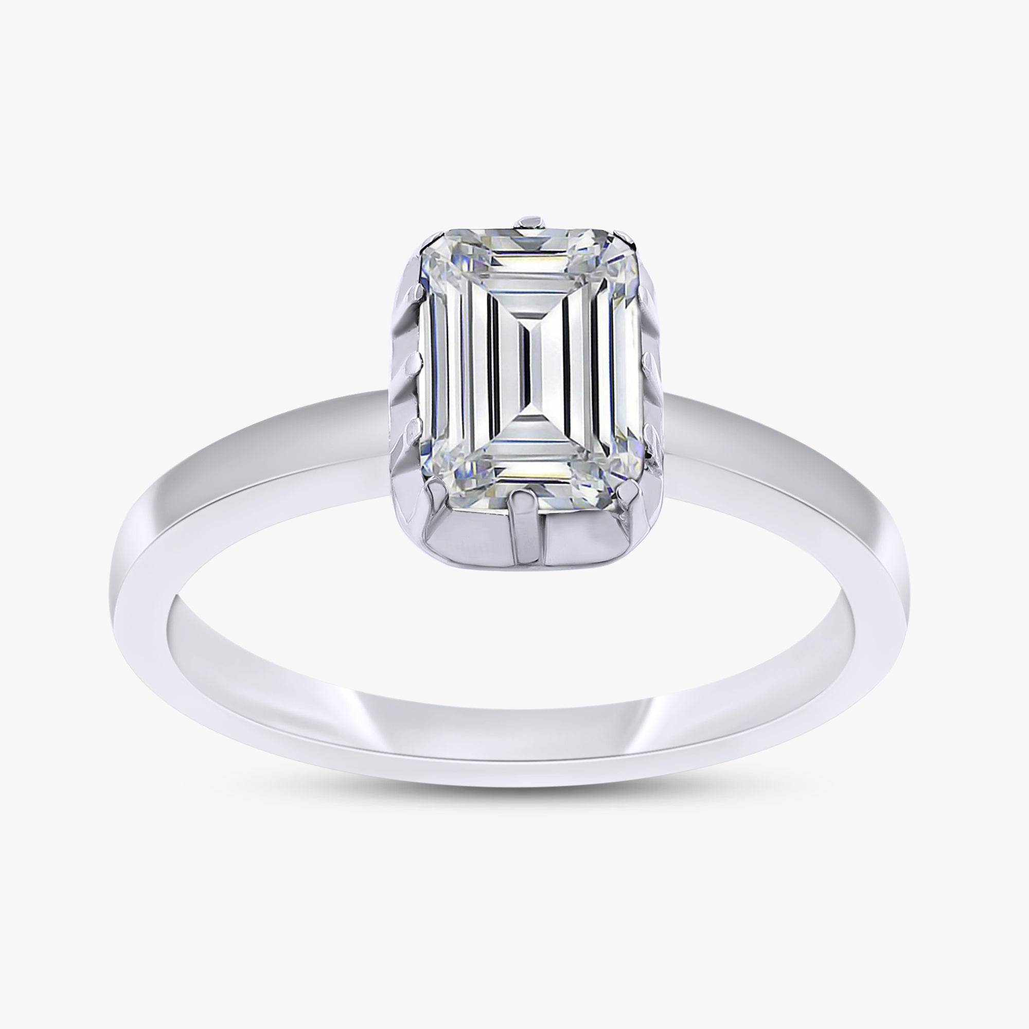 1.00 Carat Emerald Cut Lab Grown Diamond Solitaire Ring