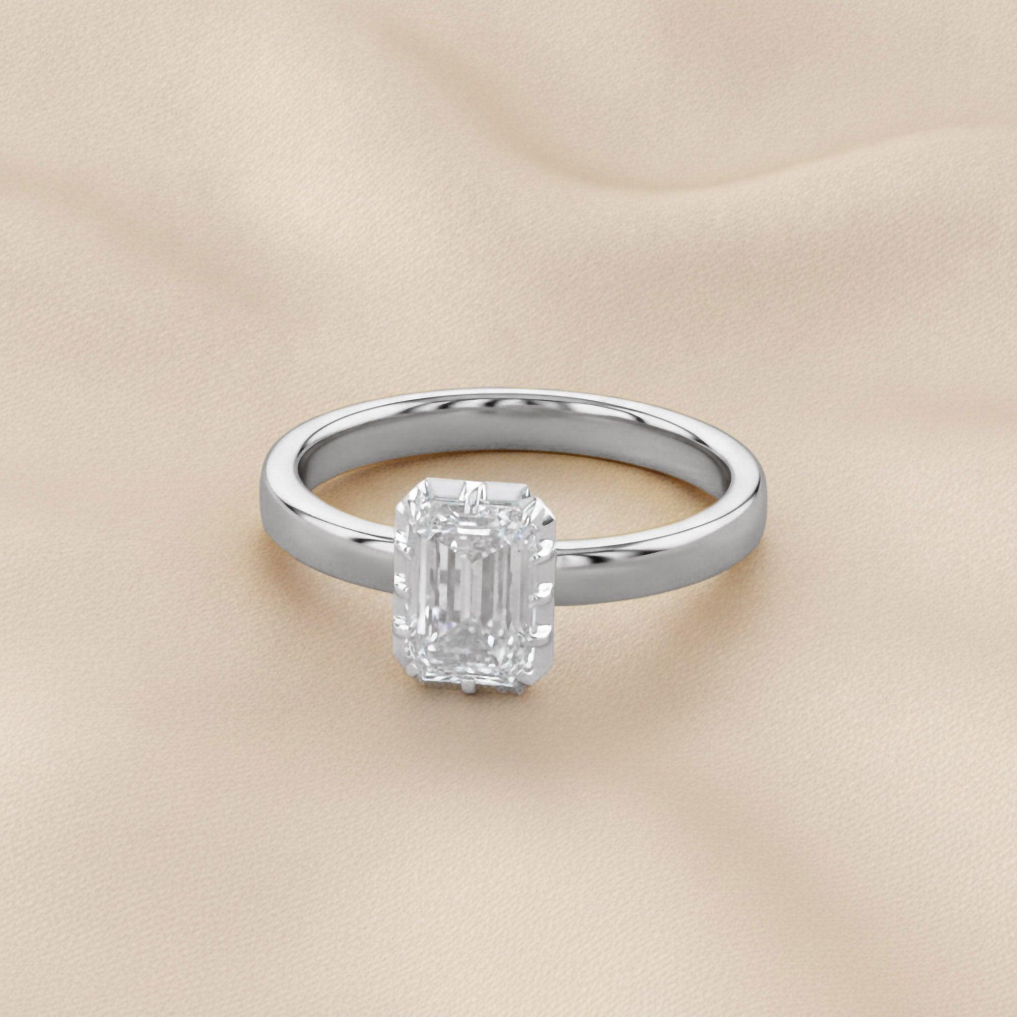 1.00 Carat Emerald Cut Lab Grown Diamond Solitaire Ring