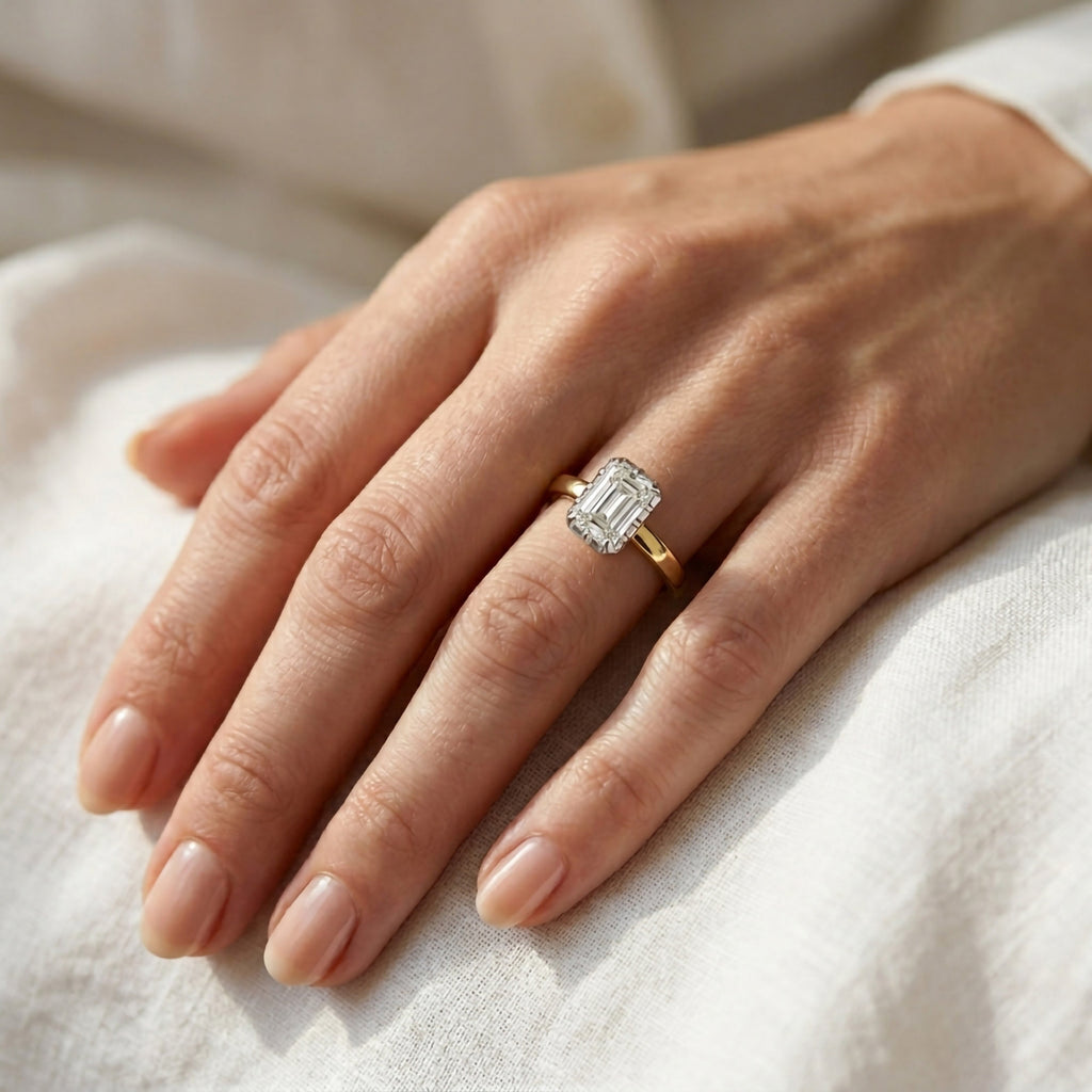 1.00 Carat Emerald Cut Lab Grown Diamond Solitaire Ring