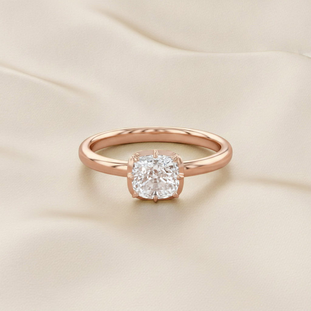 1.00 CTW Cushion Cut Lab Grown Diamond Solitaire Engagement Ring