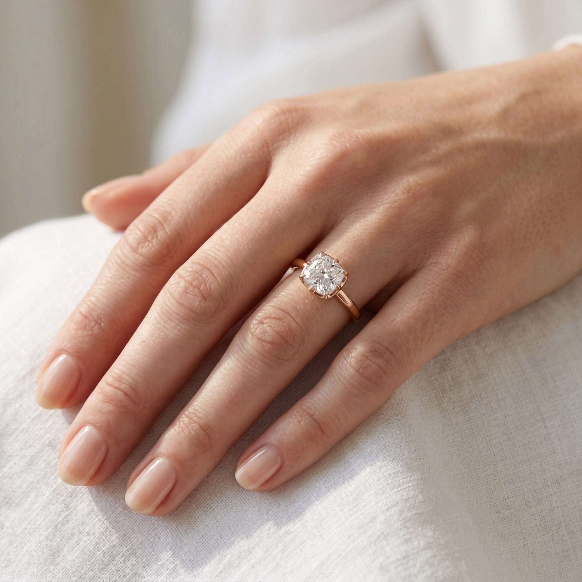 1.00 CTW Cushion Cut Lab Grown Diamond Solitaire Engagement Ring