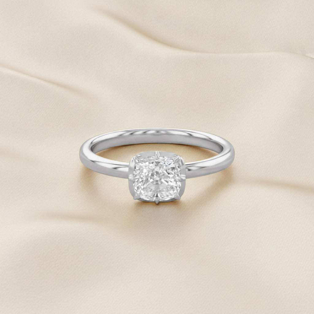 1.00 CTW Cushion Cut Lab Grown Diamond Solitaire Engagement Ring