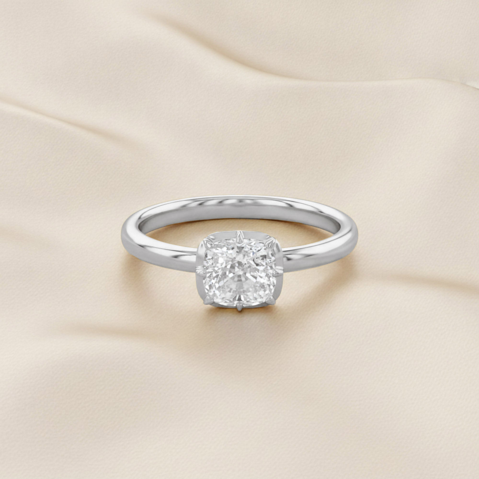 1.00 CTW Cushion Cut Lab Grown Diamond Solitaire Engagement Ring