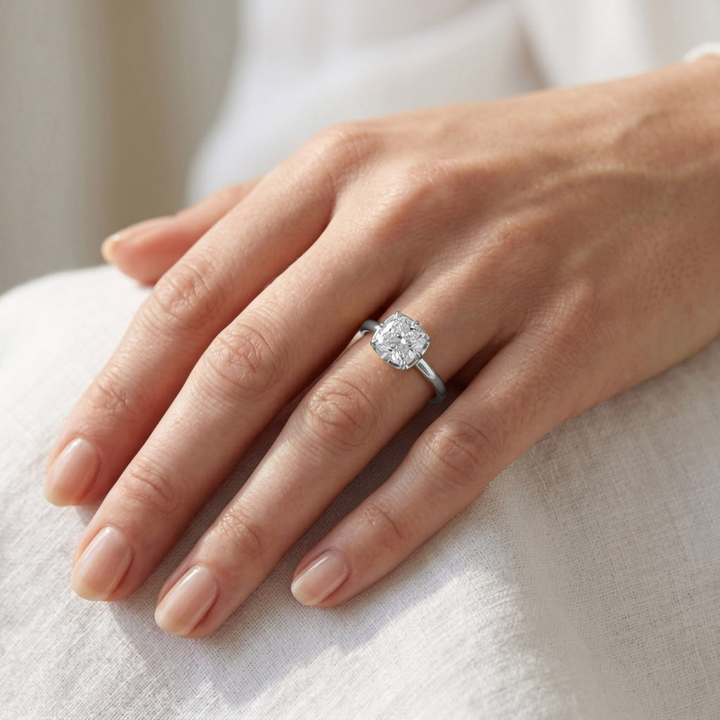 1.00 CTW Cushion Cut Lab Grown Diamond Solitaire Engagement Ring
