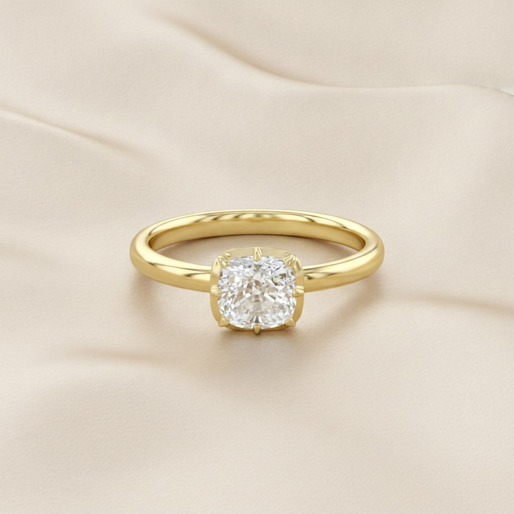 1.00 CTW Cushion Cut Lab Grown Diamond Solitaire Engagement Ring