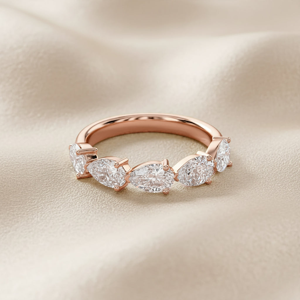 1.00 Carat Pear Shape Lab Grown Diamond 5-Stone Engagement Ring