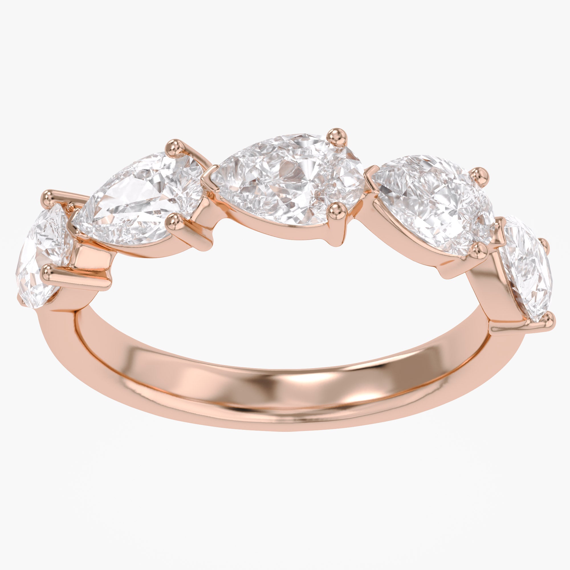 1.00 Carat Pear Shape Lab Grown Diamond 5-Stone Engagement Ring