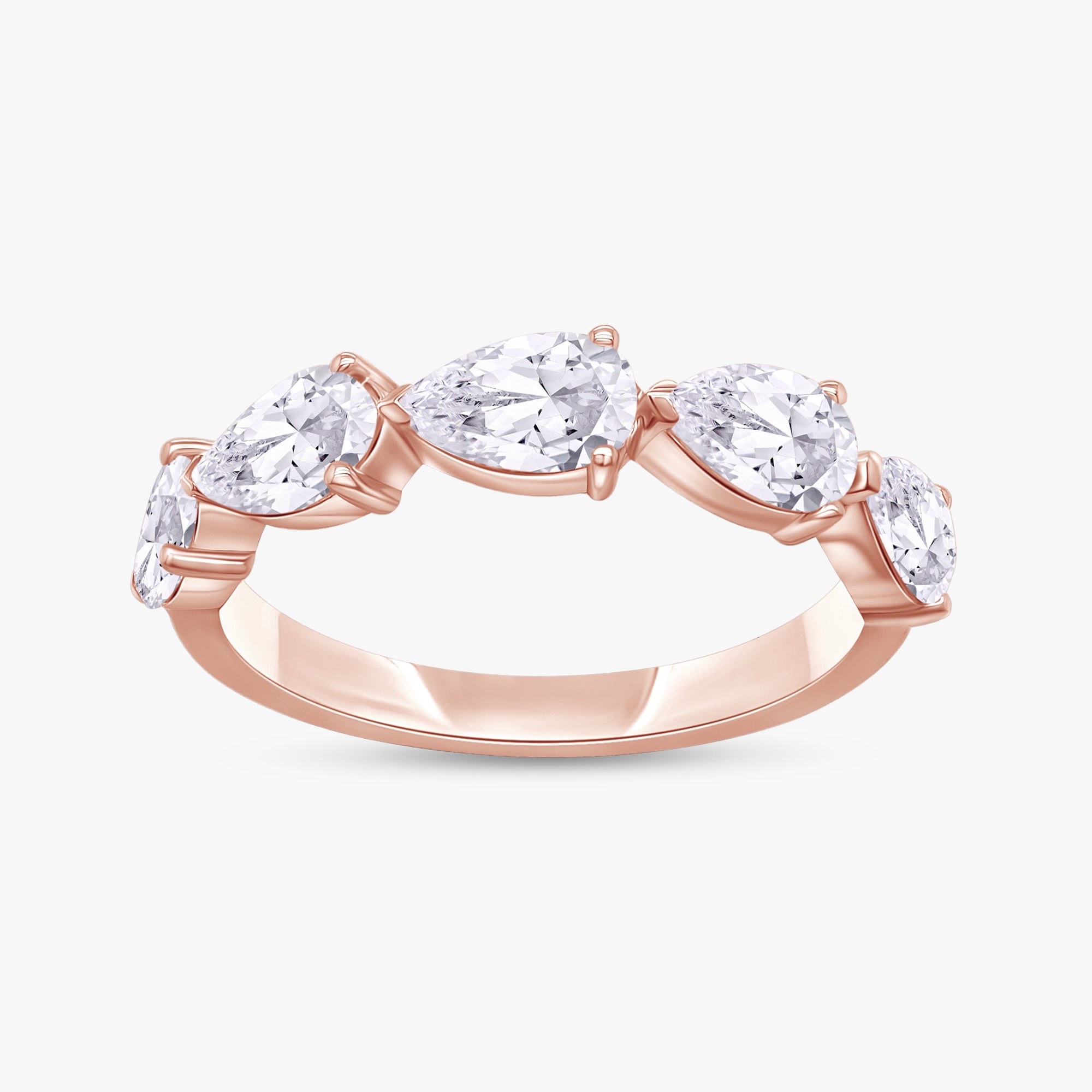 1.00 Carat Pear Shape Lab Grown Diamond 5-Stone Engagement Ring