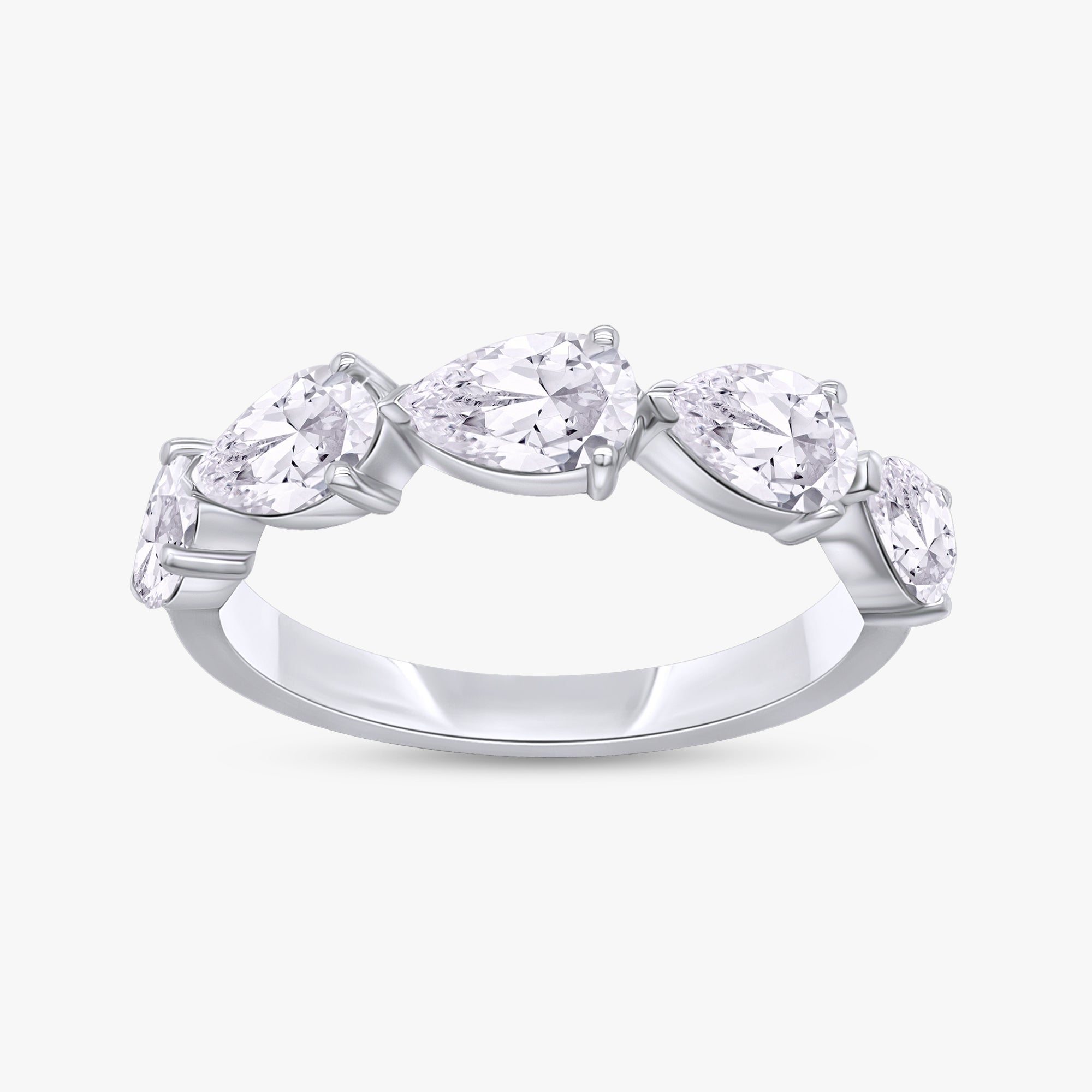 1.00 Carat Pear Shape Lab Grown Diamond 5-Stone Engagement Ring