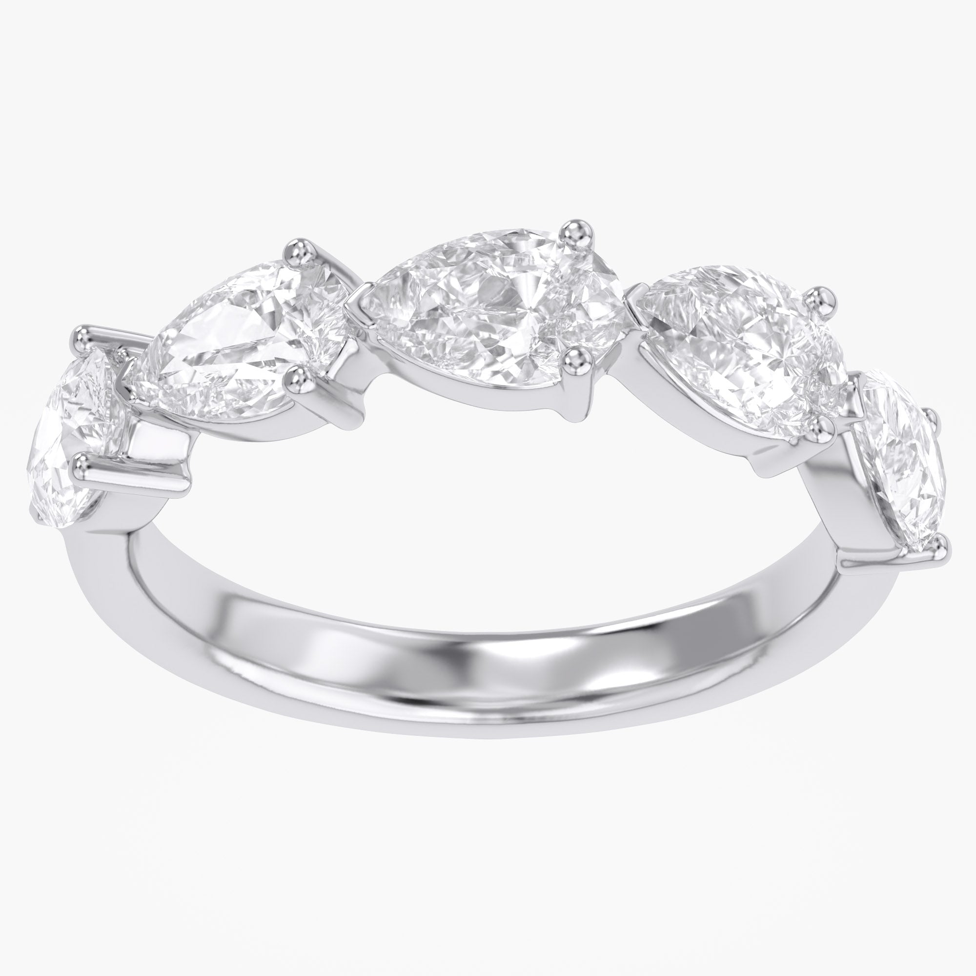 1.00 Carat Pear Shape Lab Grown Diamond 5-Stone Engagement Ring