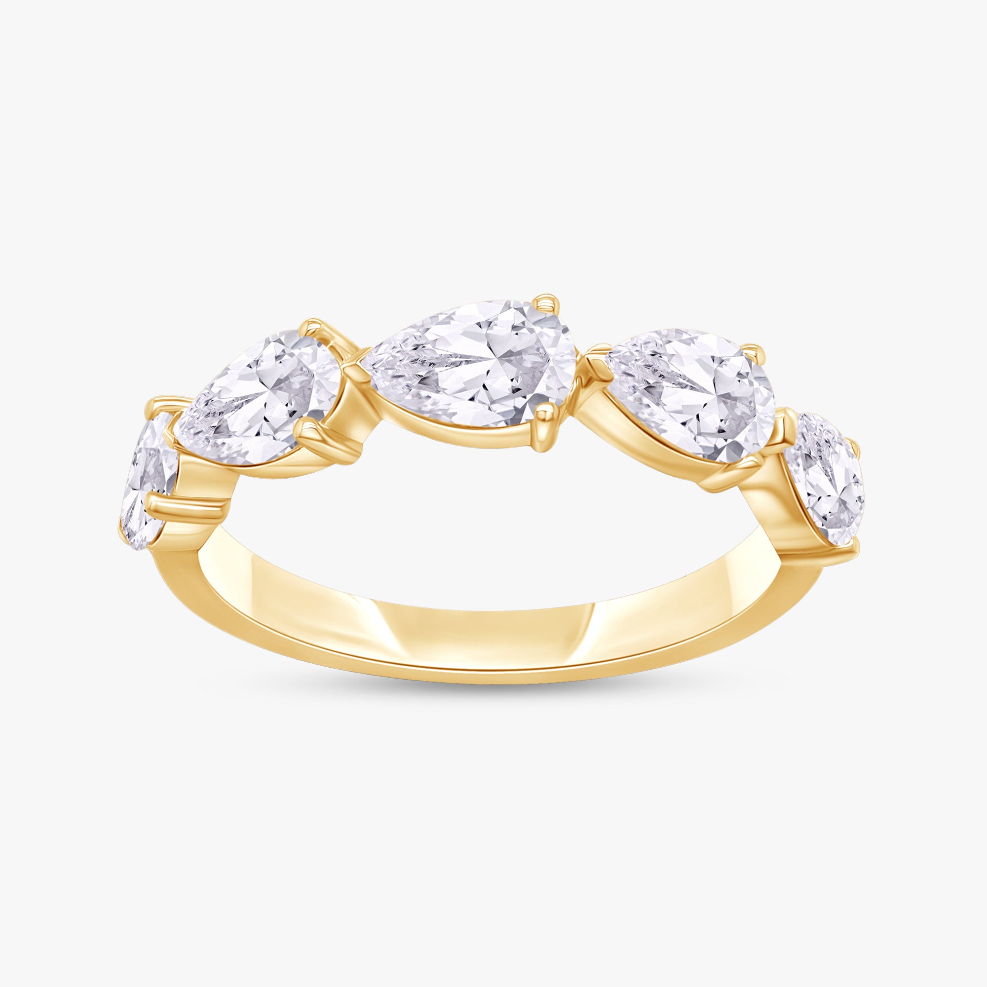 1.00 Carat Pear Shape Lab Grown Diamond 5-Stone Engagement Ring