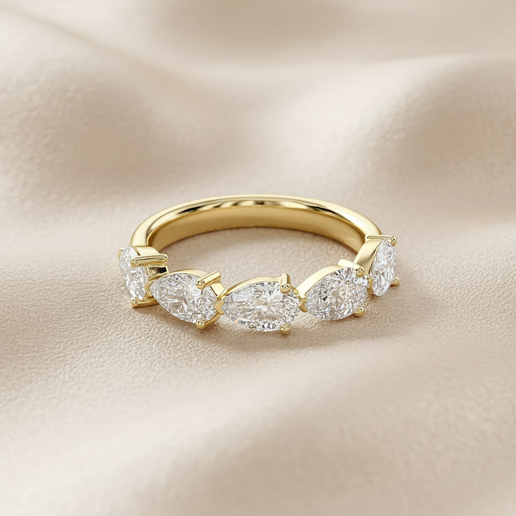 1.00 Carat Pear Shape Lab Grown Diamond 5-Stone Engagement Ring