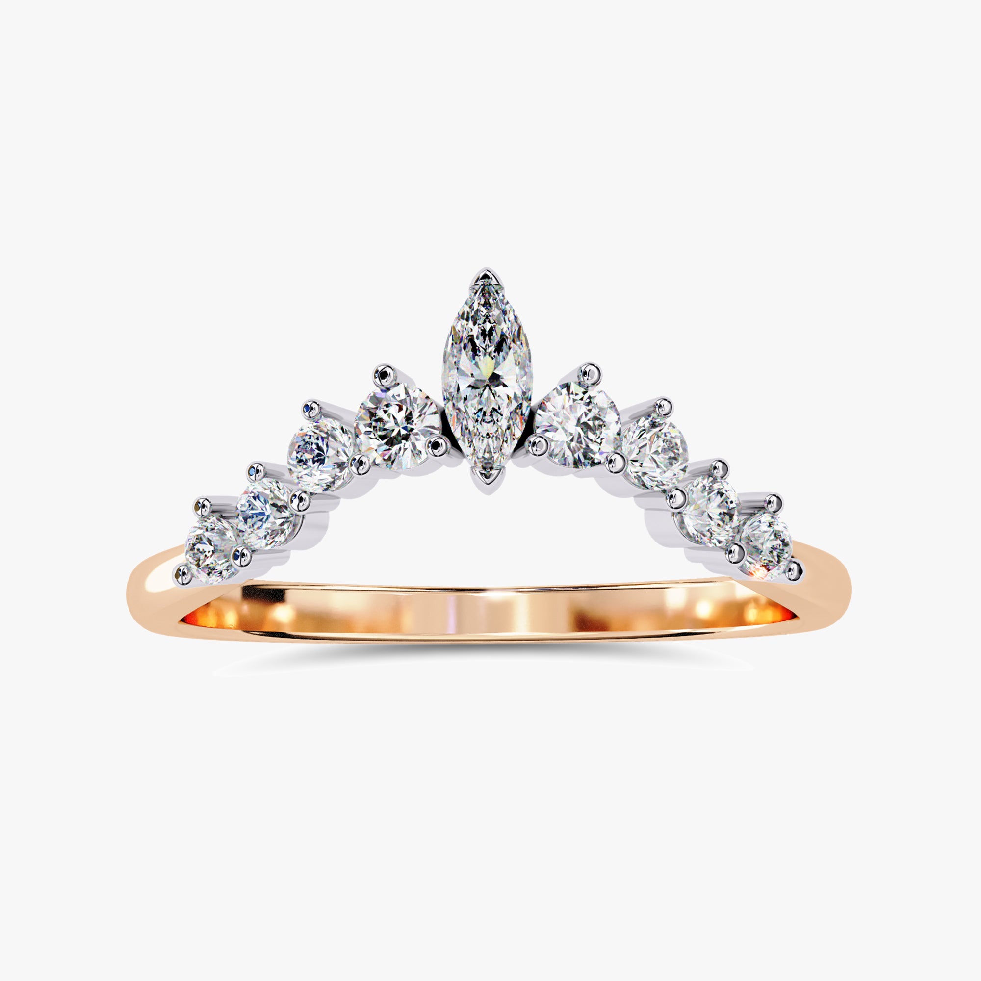 0.40 Carat Marquise and Round Cut Lab Grown Diamond Engagement Ring