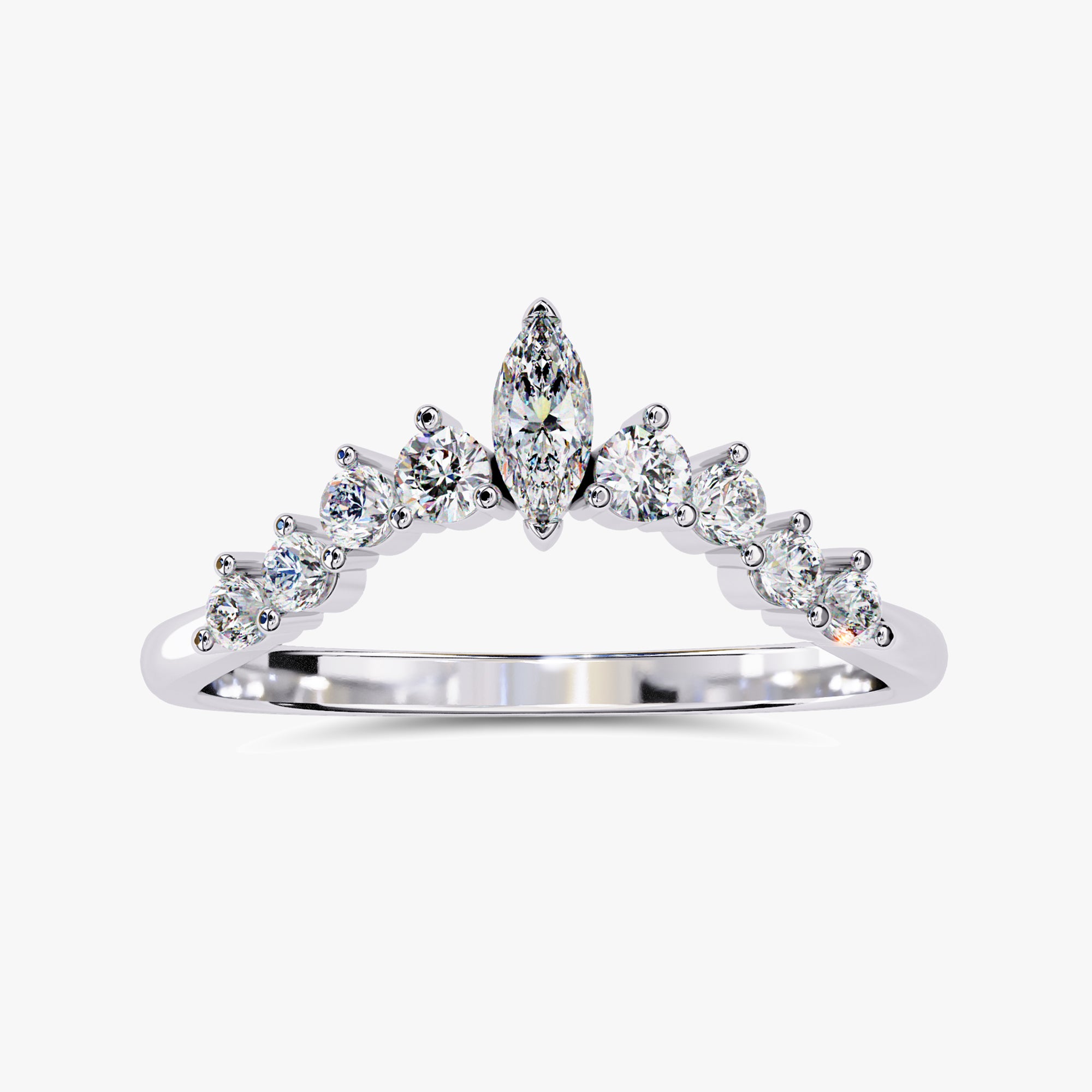 0.40 Carat Marquise and Round Cut Lab Grown Diamond Engagement Ring