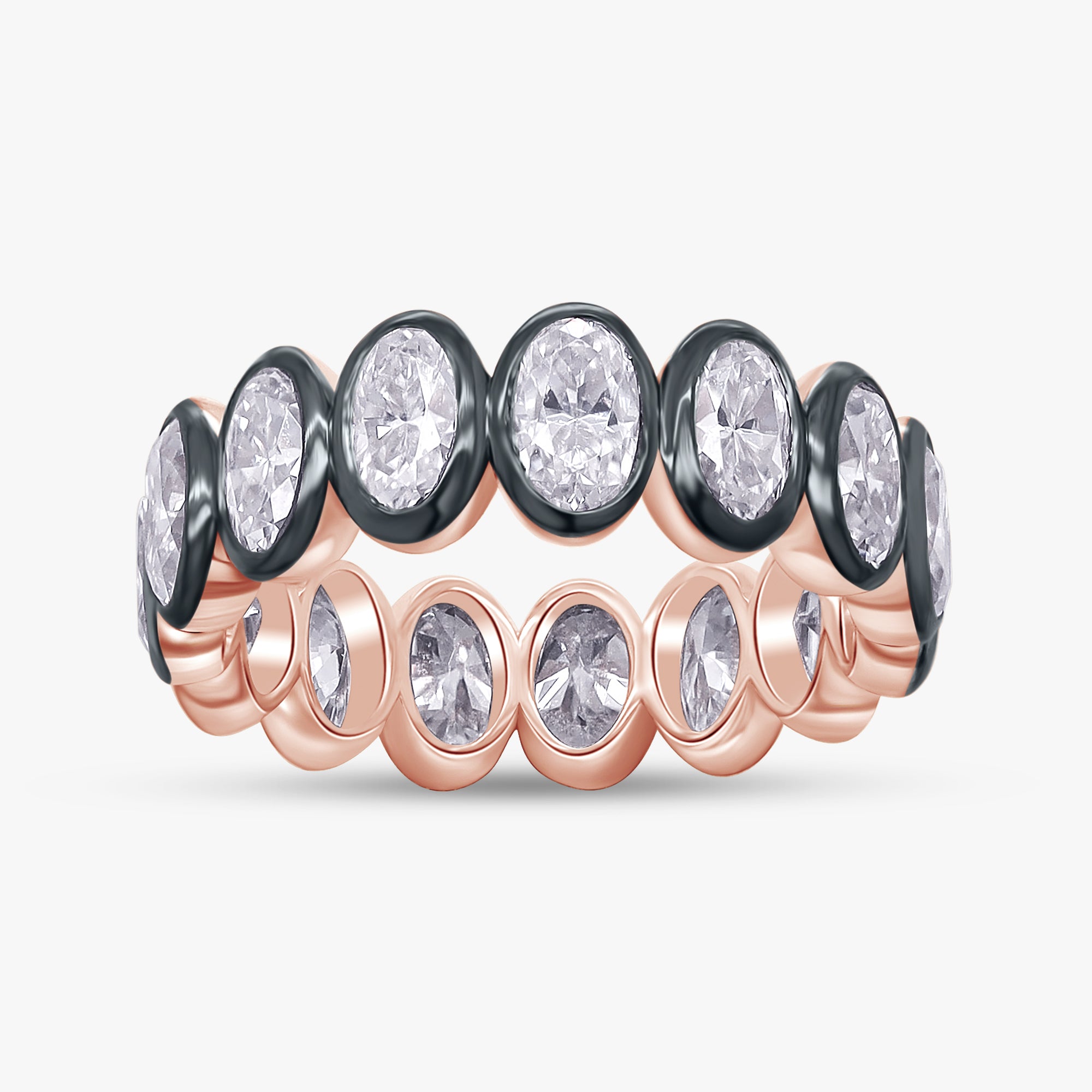 3.00 Carat Oval Cut Lab Grown Diamond Bezel set Full Eternity Ring