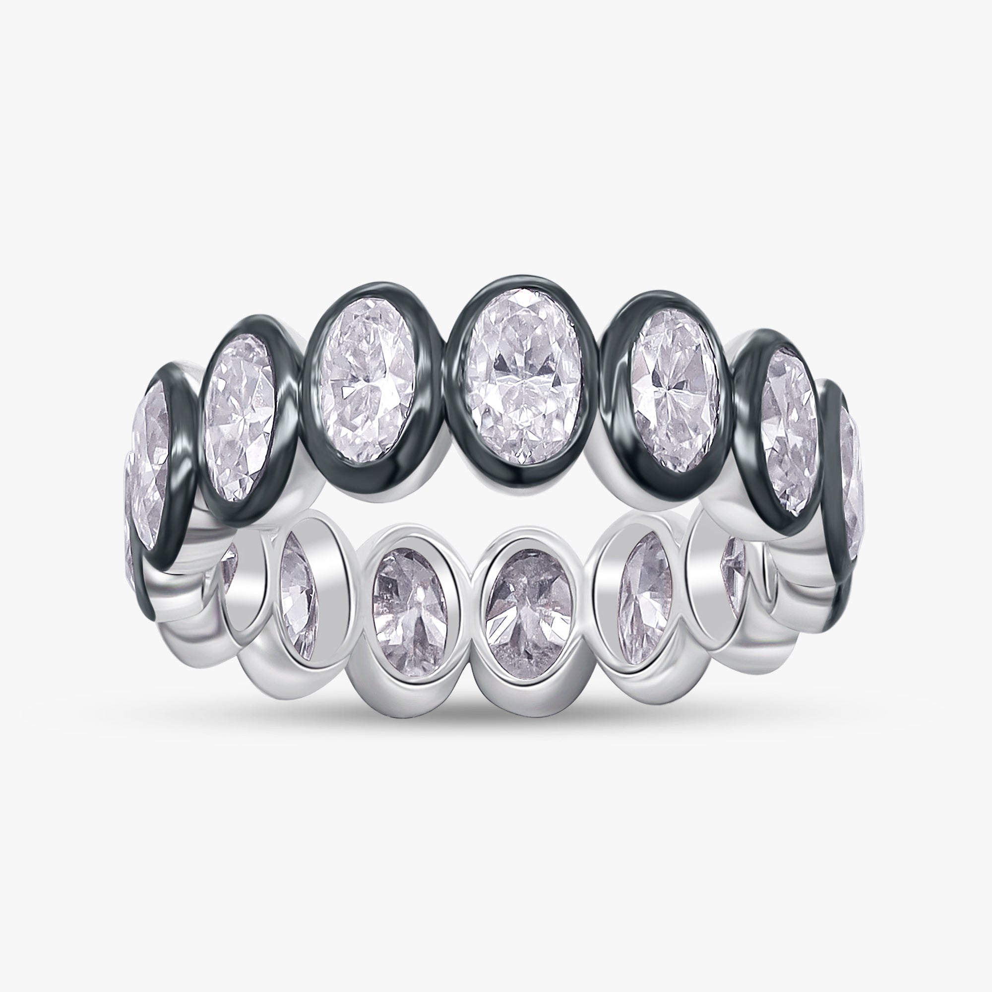 3.00 Carat Oval Cut Lab Grown Diamond Bezel set Full Eternity Ring