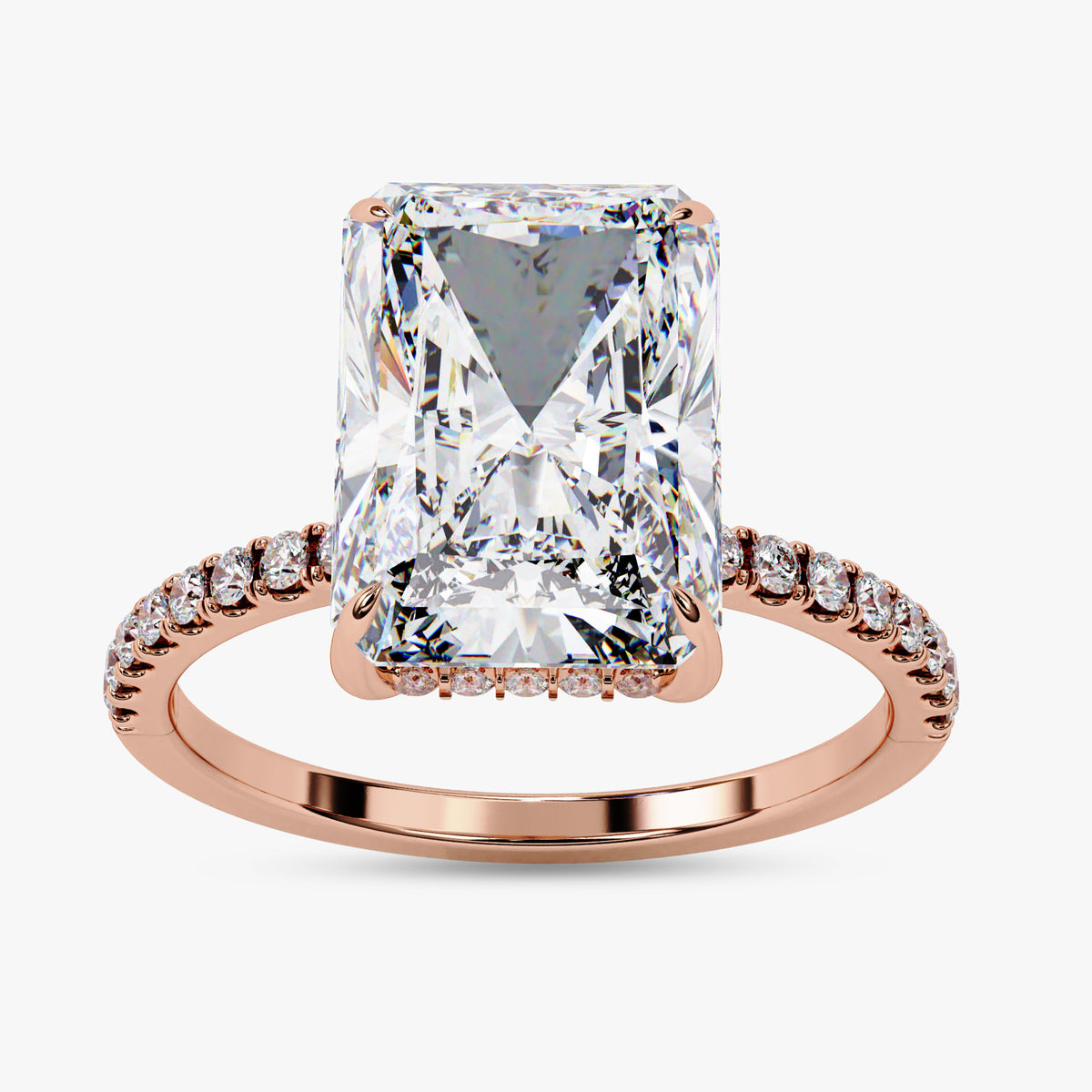 3.25 TCW  Radiant and Round Cut Lab Grown Diamond Halo Solitaire Engagement Ring