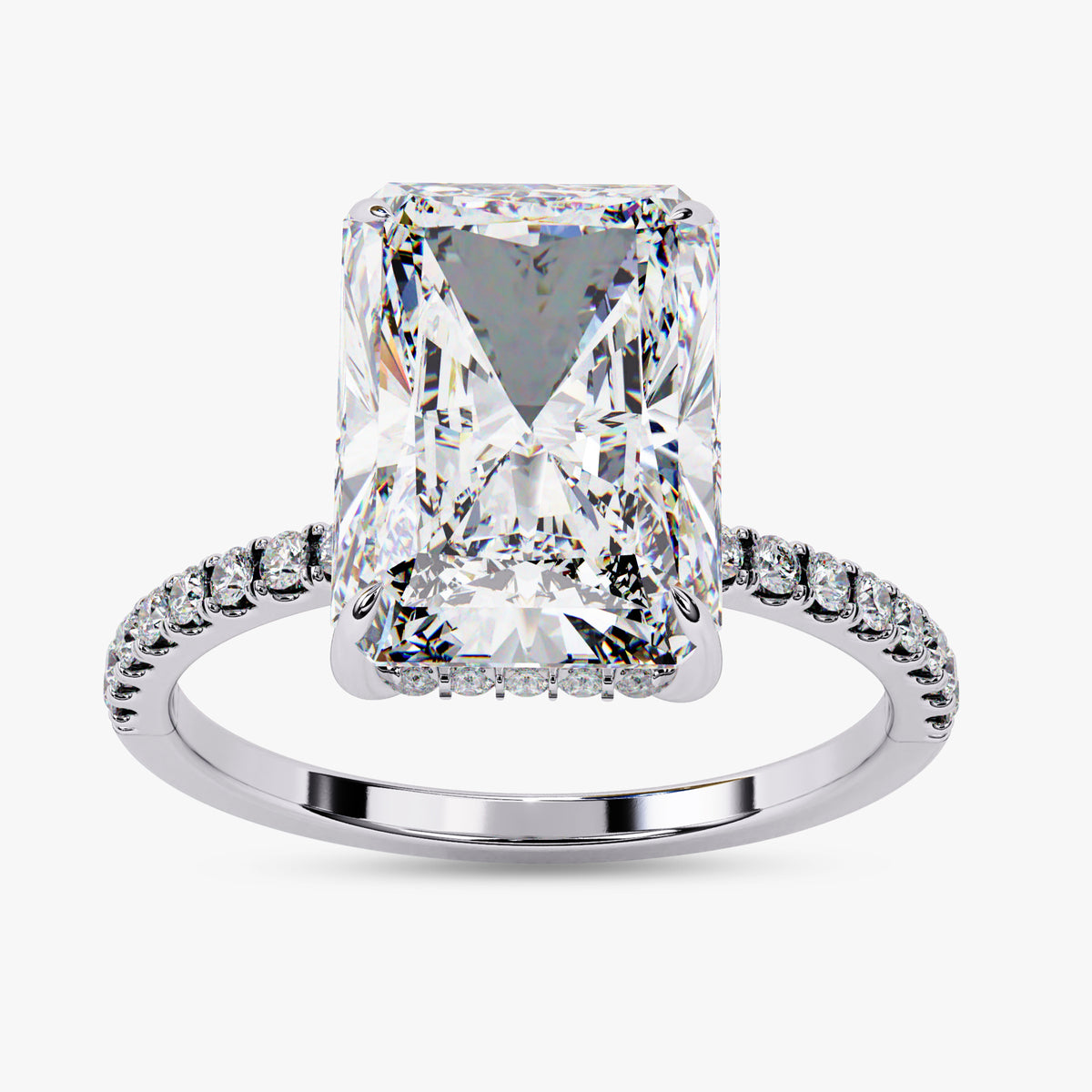 3.25 TCW  Radiant and Round Cut Lab Grown Diamond Halo Solitaire Engagement Ring