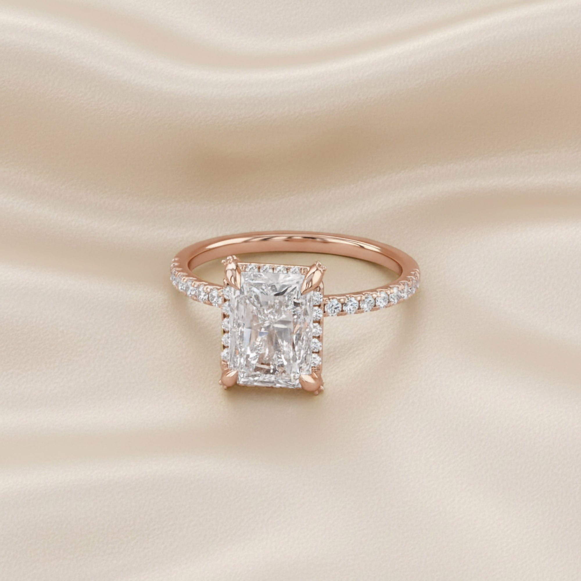 3.40 Carat Radiant Cut Solitaire Lab Grown Diamond Engagement Ring