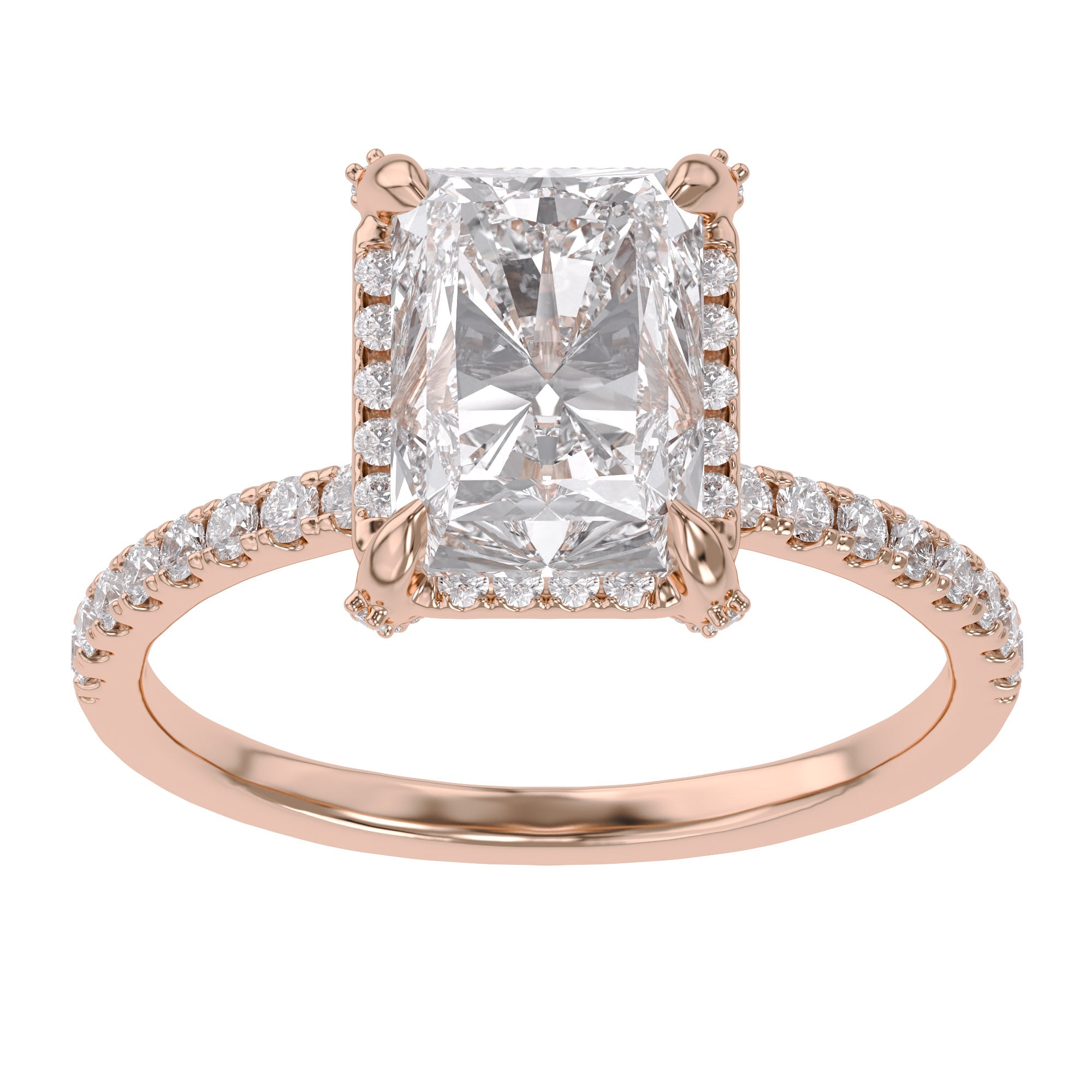 3.40 Carat Radiant Cut Solitaire Lab Grown Diamond Engagement Ring