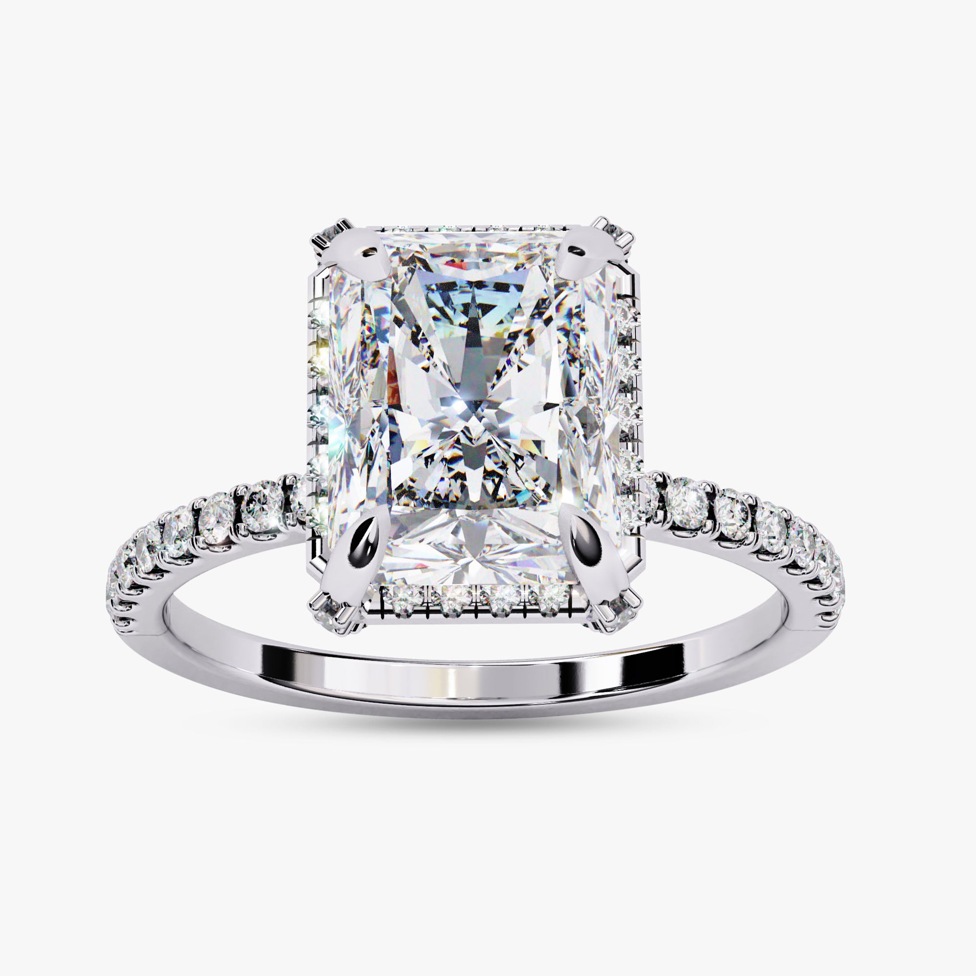 3.40 Carat Radiant Cut Solitaire Lab Grown Diamond Engagement Ring