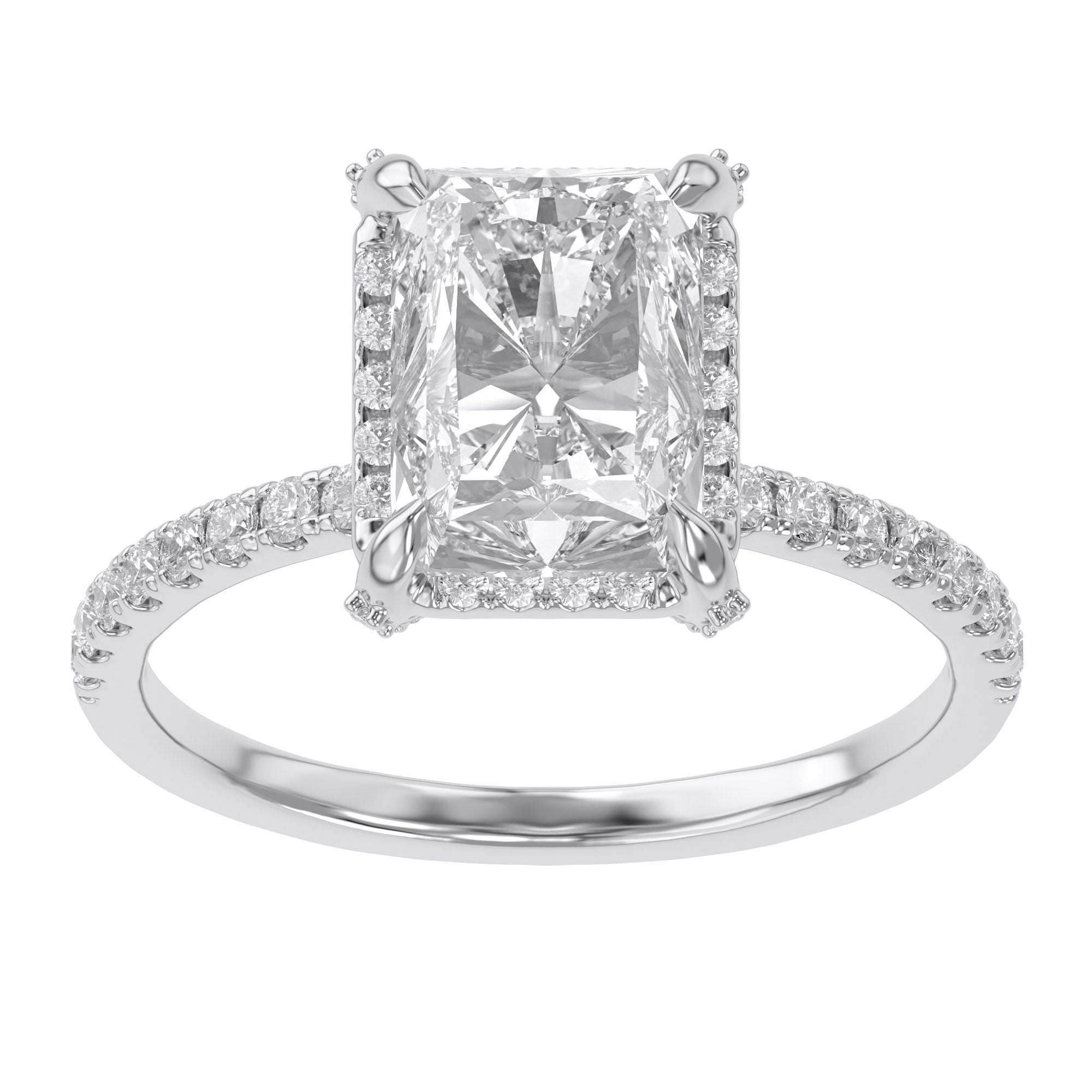 3.40 Carat Radiant Cut Solitaire Lab Grown Diamond Engagement Ring