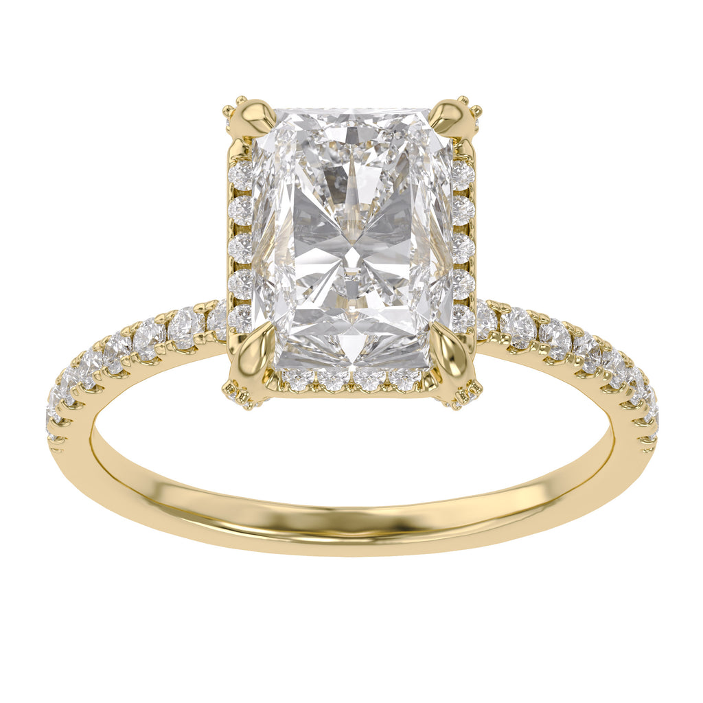 3.40 Carat Radiant Cut Solitaire Lab Grown Diamond Engagement Ring