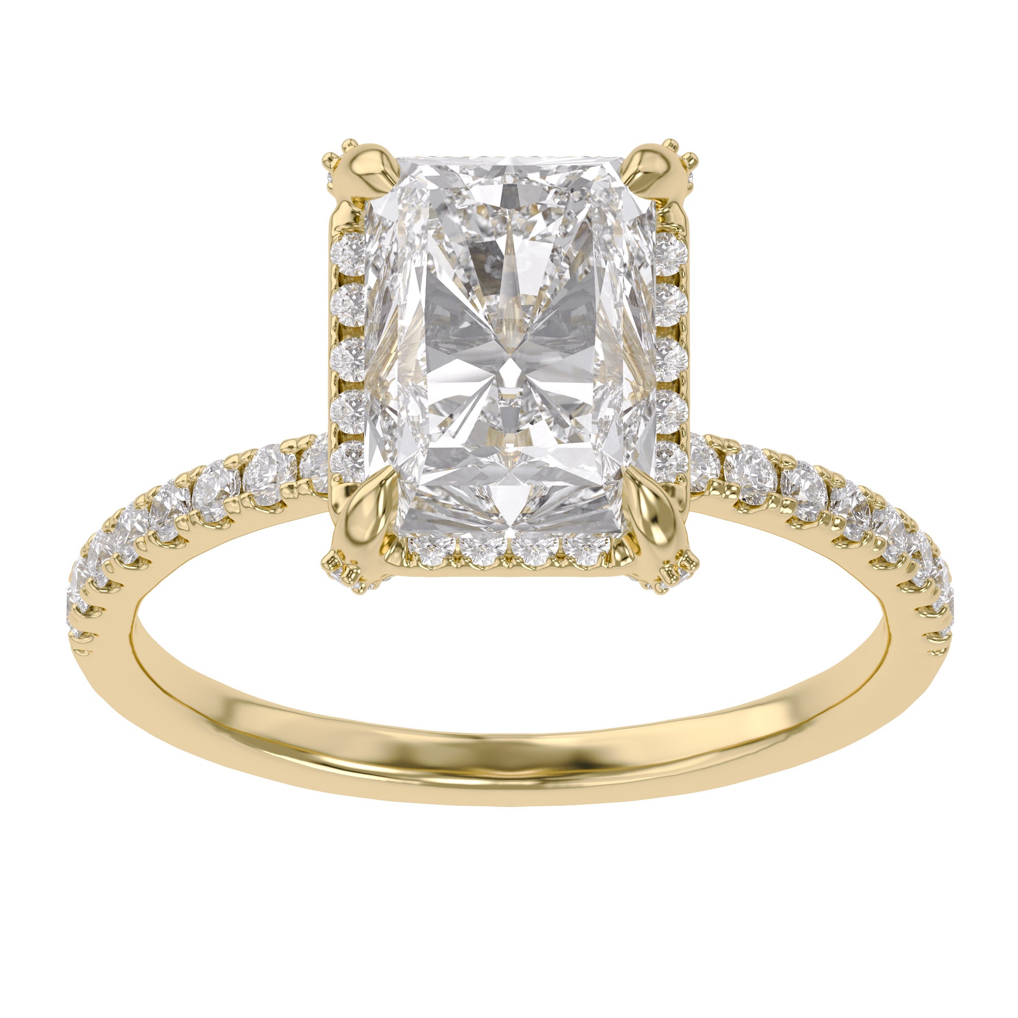 3.40 Carat Radiant Cut Solitaire Lab Grown Diamond Engagement Ring