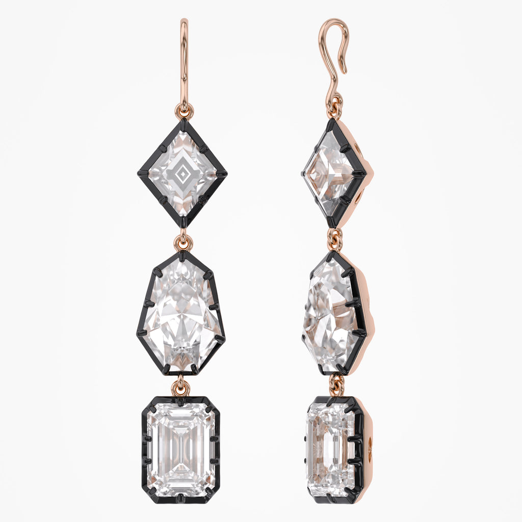 15.24 CTW Multi-Shape Lab-Grown Diamond Linear Drop Hook Earrings
