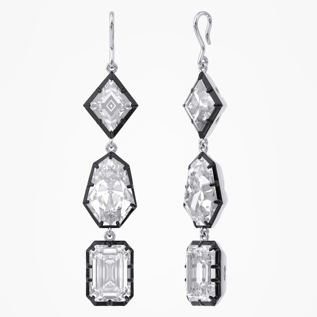 15.24 CTW Multi-Shape Lab-Grown Diamond Linear Drop Hook Earrings