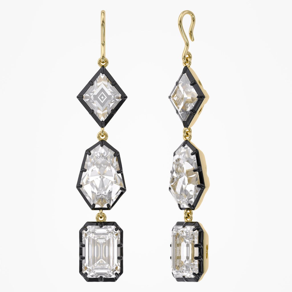 15.24 CTW Multi-Shape Lab-Grown Diamond Linear Drop Hook Earrings