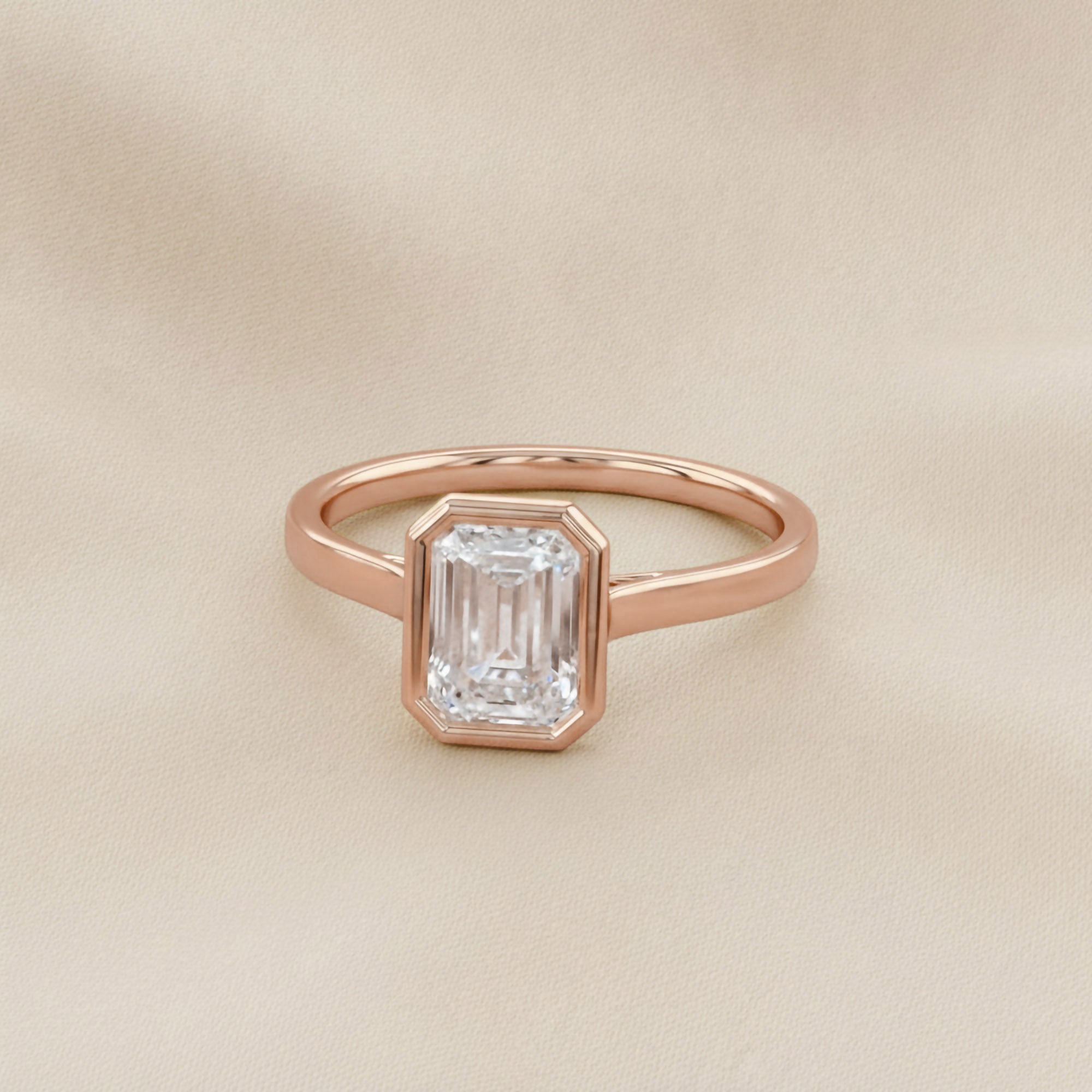 1.30 Carat Max Emerald Cut Bezel Set Lab Grown Diamond Engagement Ring