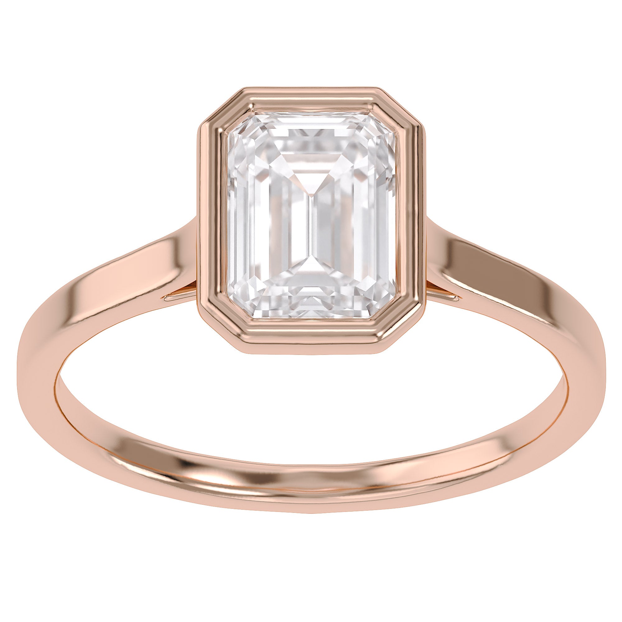 1.30 Carat Max Emerald Cut Bezel Set Lab Grown Diamond Engagement Ring