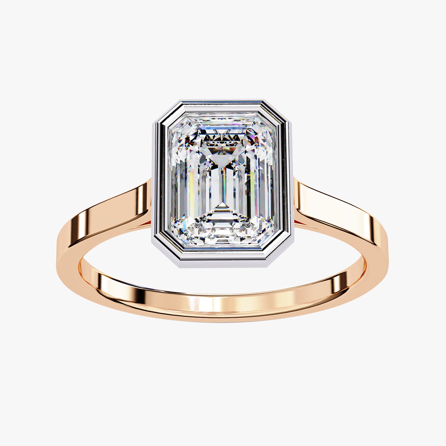 1.30 Carat Max Emerald Cut Bezel Set Lab Grown Diamond Engagement Ring