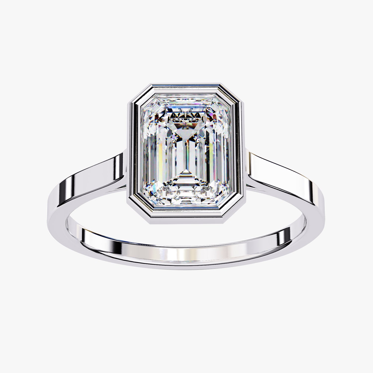 1.30 Carat Max Emerald Cut Bezel Set Lab Grown Diamond Engagement Ring